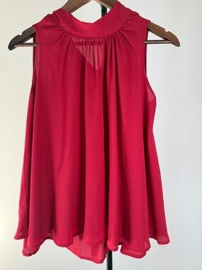 Dice Red Sleeveless Tie-Neck Halter Blouse - High Neck - Size S
